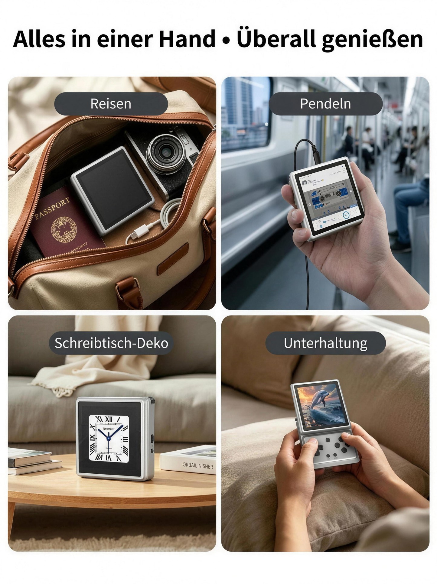 Alles in einer Hand – RG Rotate beim Reisen, Pendeln, als Schreibtisch-Uhr und unterwegs
